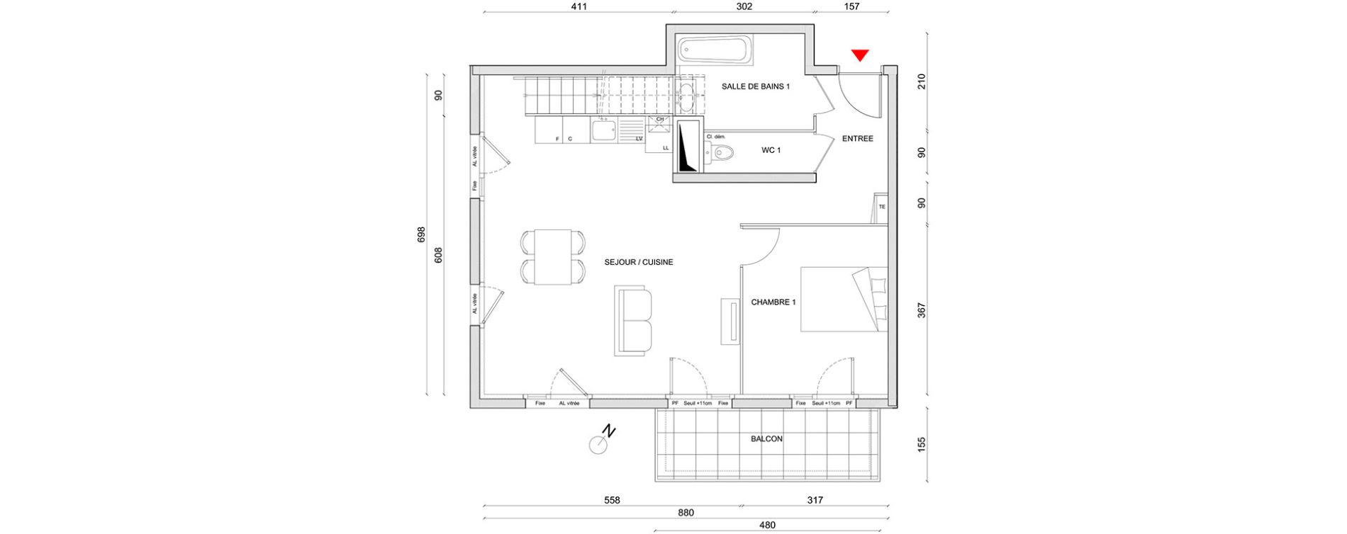 Appartement T4 de 100,54 m2 &agrave; Corbas Centre