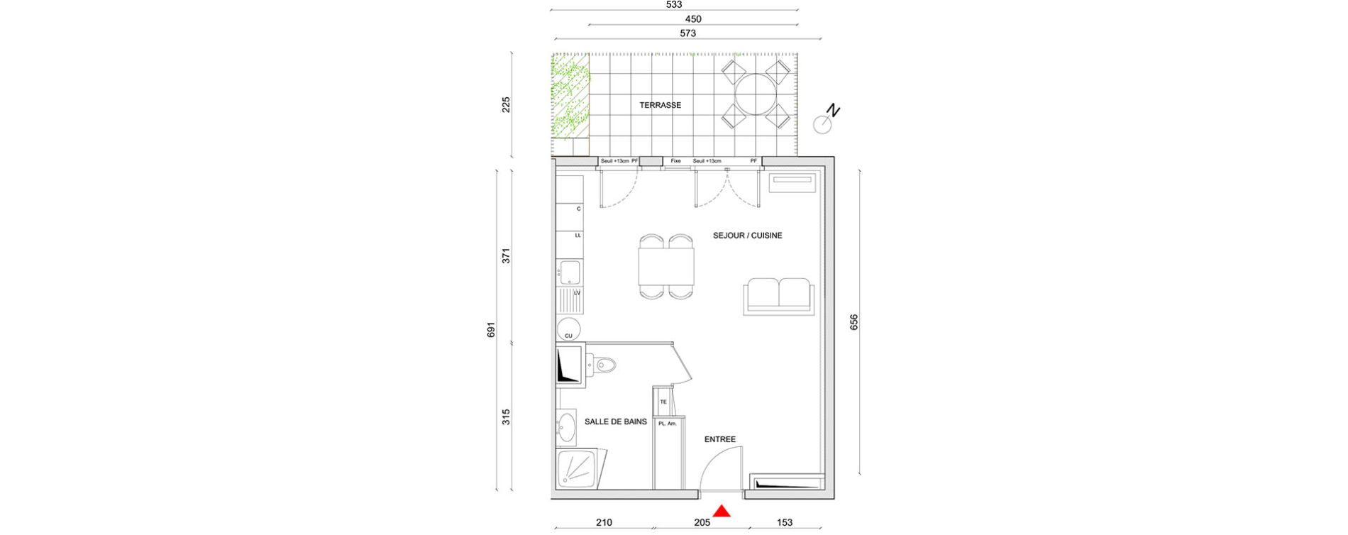 Appartement T1 de 37,86 m2 &agrave; Corbas Centre