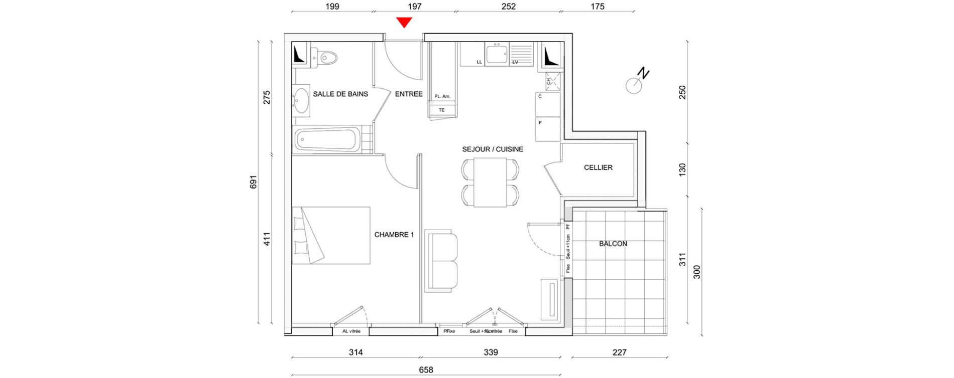 Appartement T2 de 46,14 m2 &agrave; Corbas Centre