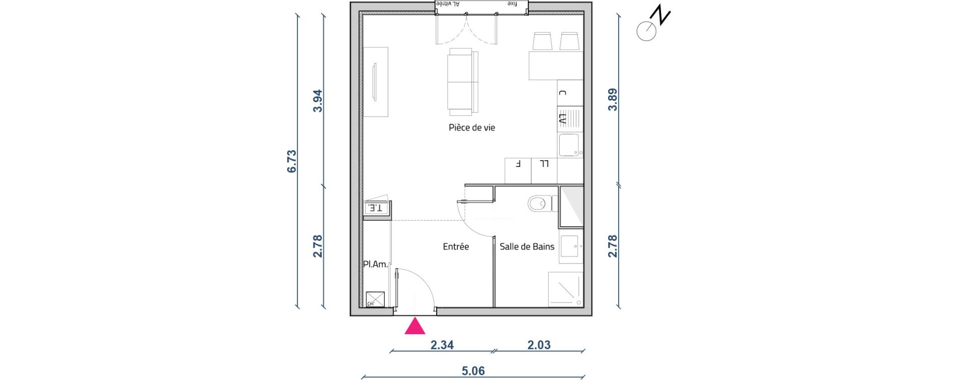 Appartement T1 de 32,93 m2 &agrave; Corbas Centre