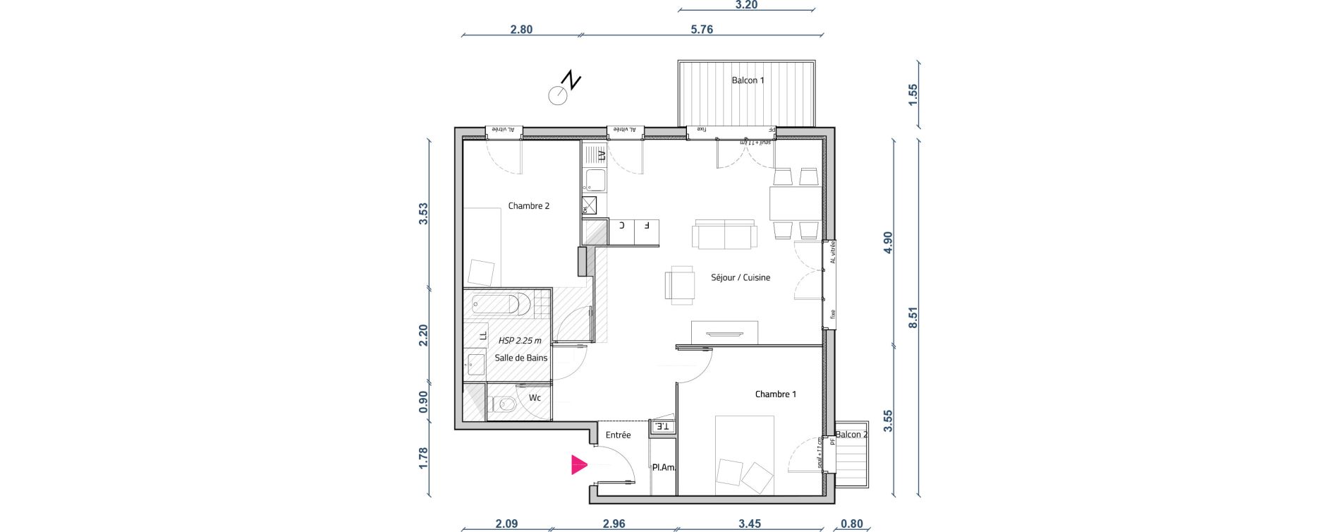 Appartement T3 de 64,86 m2 &agrave; Corbas Centre