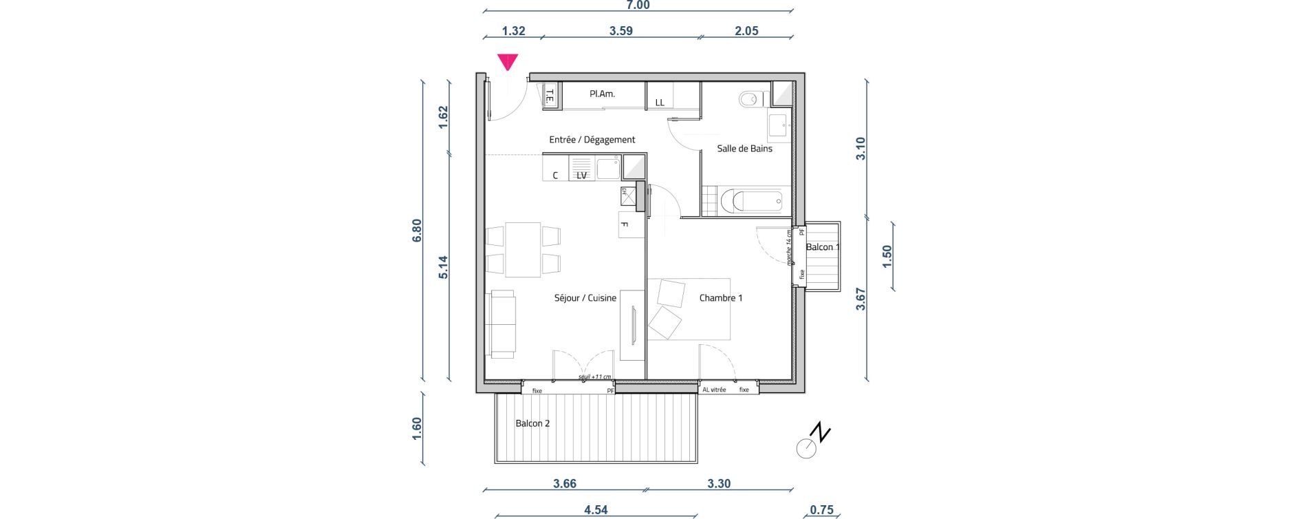 Appartement T2 de 45,87 m2 &agrave; Corbas Centre