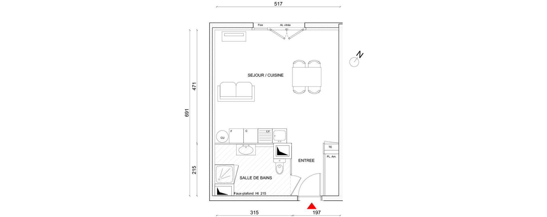 Appartement T1 de 34,34 m2 &agrave; Corbas Centre