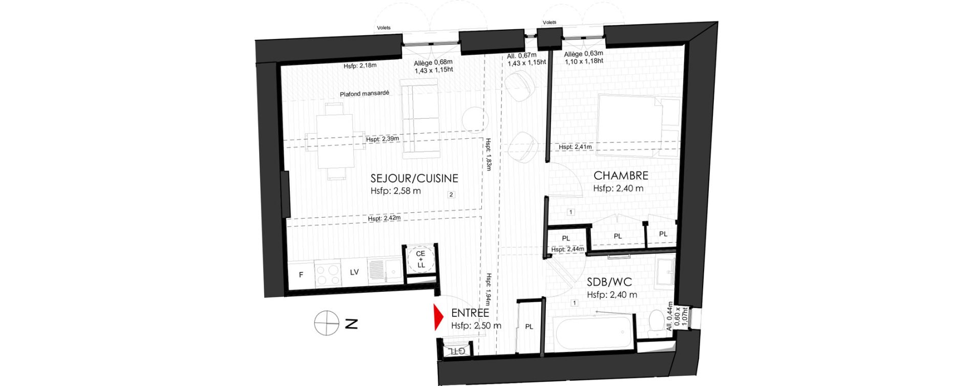 Appartement T2 de 52,81 m2 &agrave; Couzon-Au-Mont-D'Or Centre