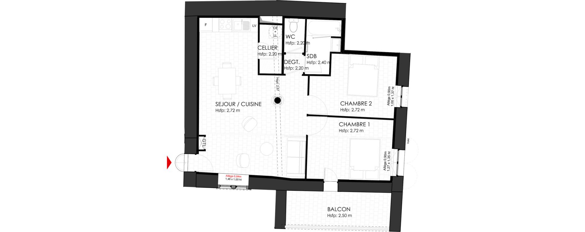 Appartement T3 de 59,13 m2 &agrave; Couzon-Au-Mont-D'Or Centre