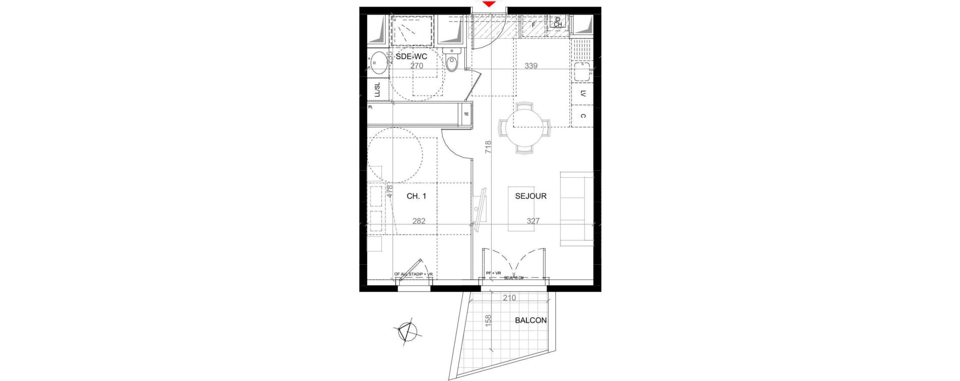 Appartement T2 de 41,55 m2 &agrave; Craponne Centre