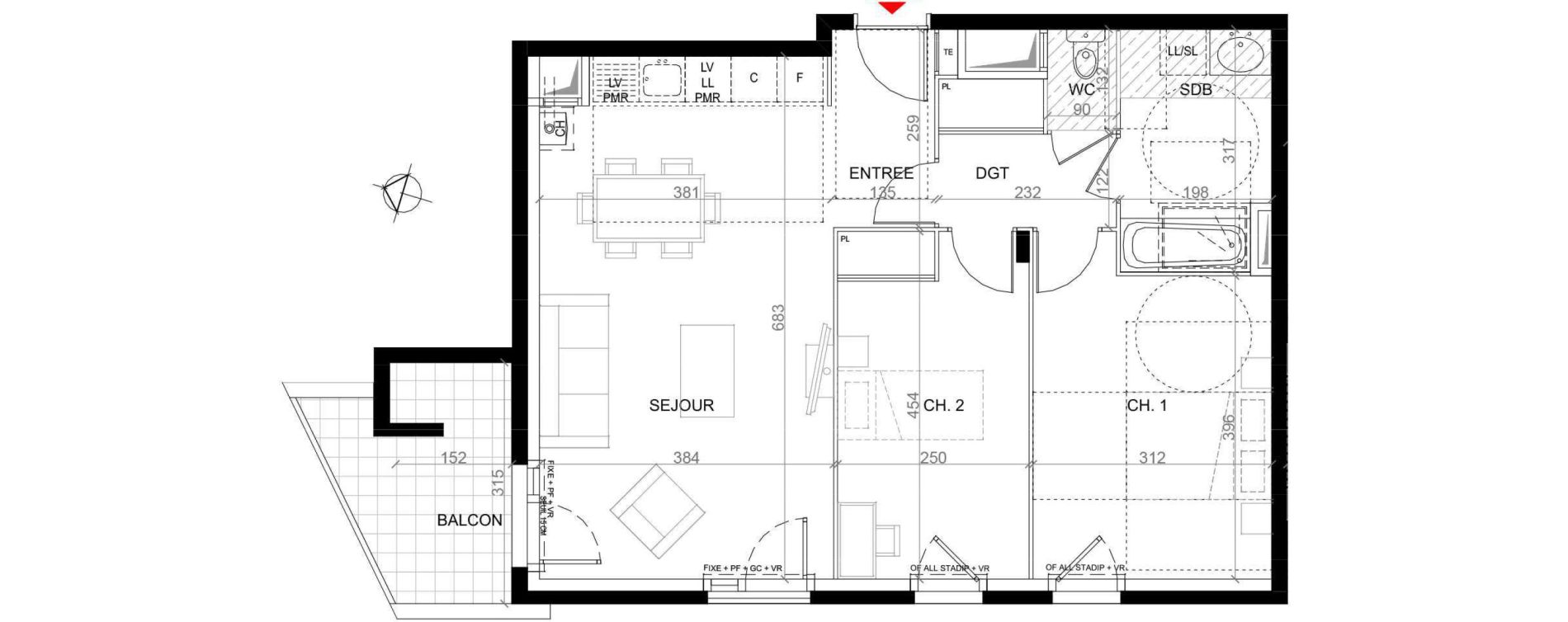 Appartement T3 de 64,30 m2 &agrave; Craponne Centre
