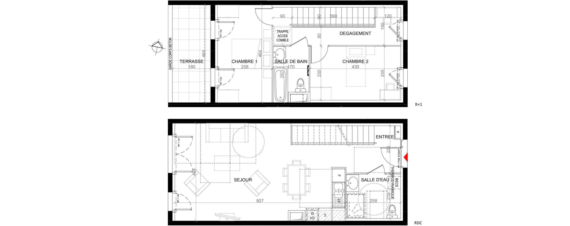 Duplex T3 de 79,15 m2 &agrave; Craponne Centre