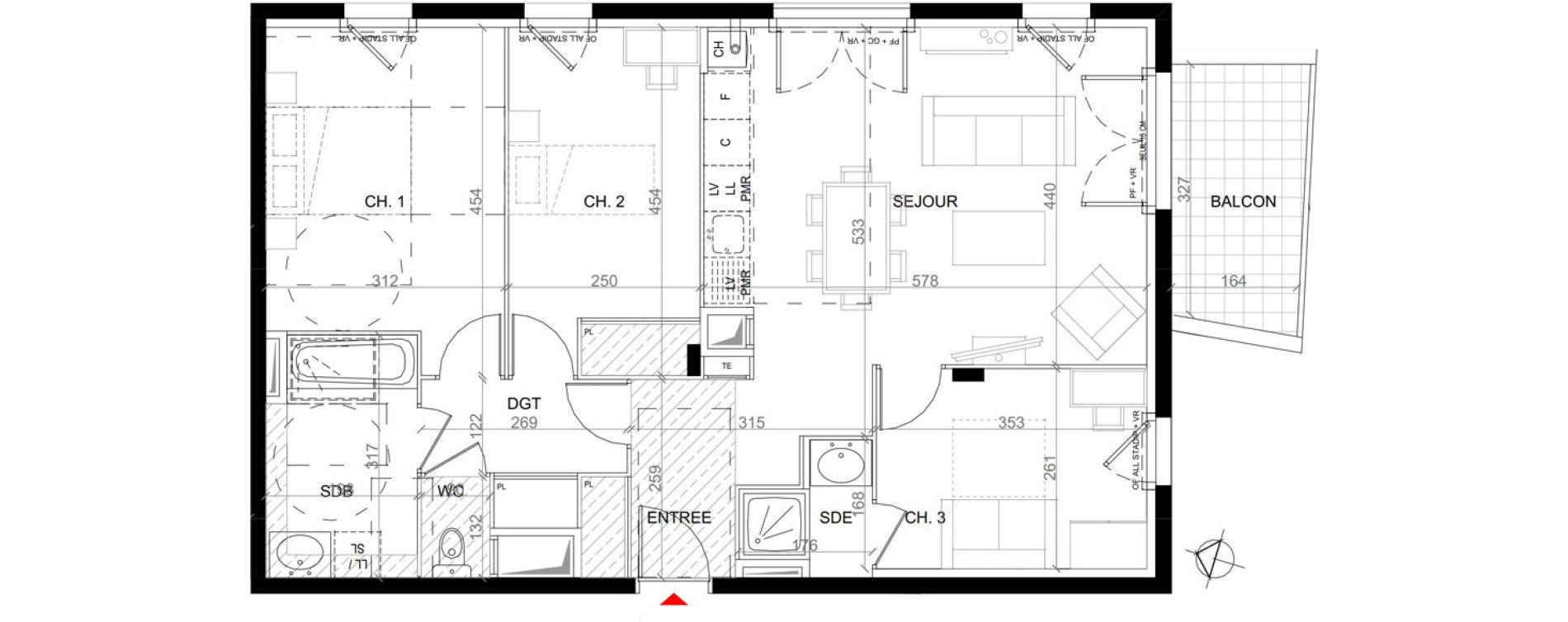 Appartement T4 de 78,20 m2 &agrave; Craponne Centre