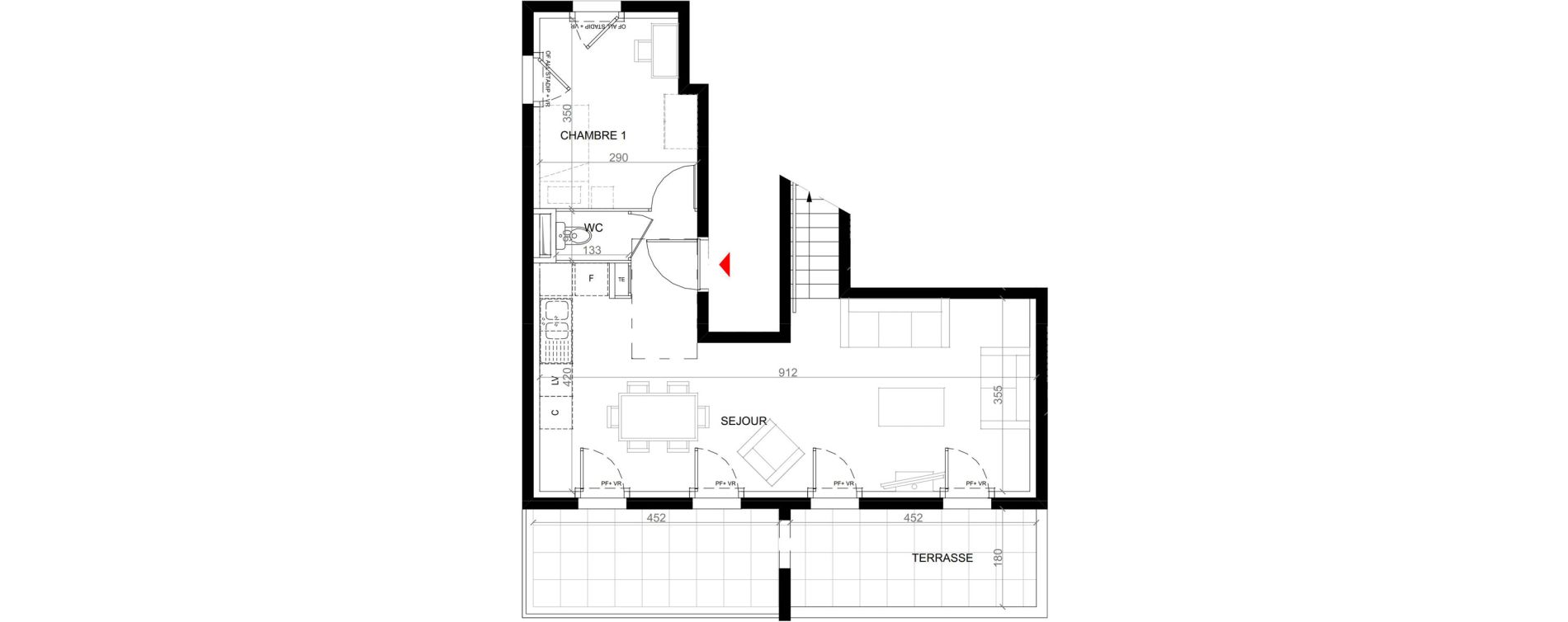 Duplex T5 de 102,15 m2 &agrave; Craponne Centre