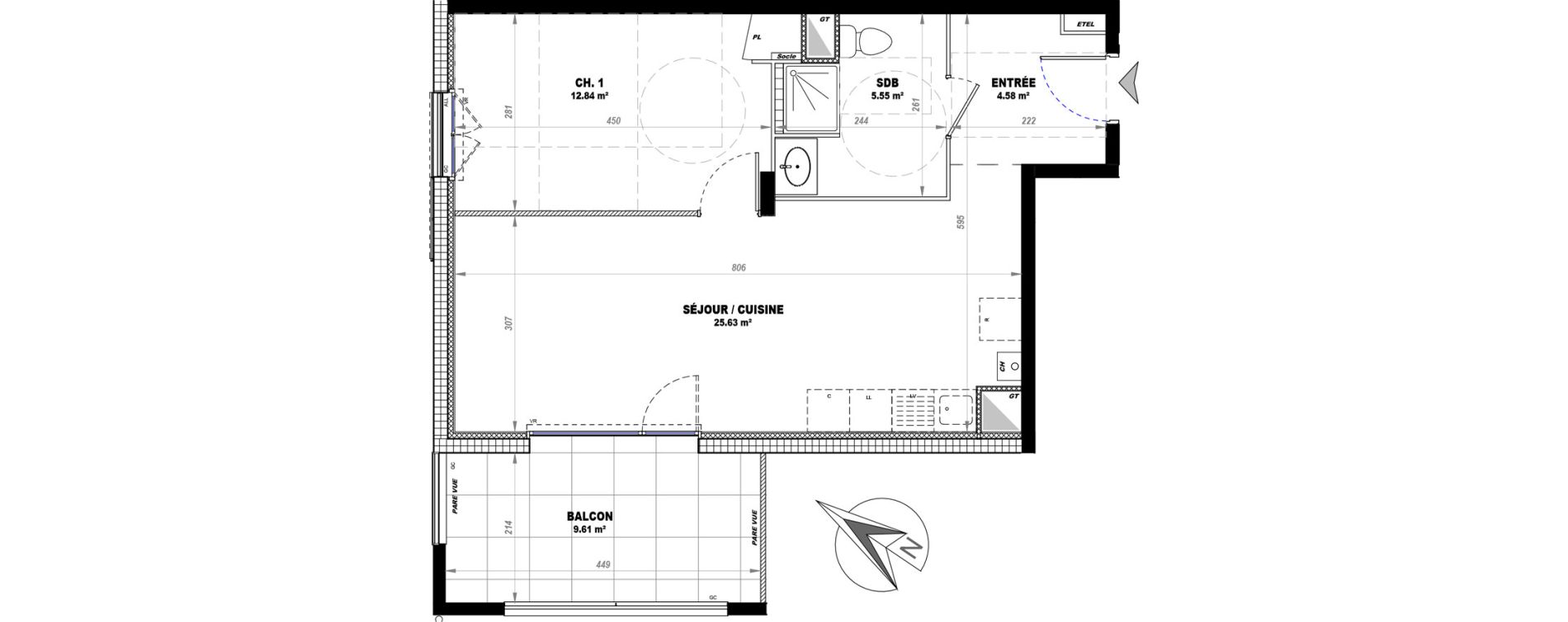 Appartement T2 de 48,60 m2 &agrave; Craponne Centre