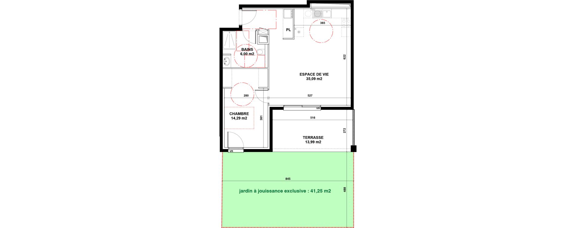 Appartement T2 de 55,38 m2 &agrave; Craponne Centre