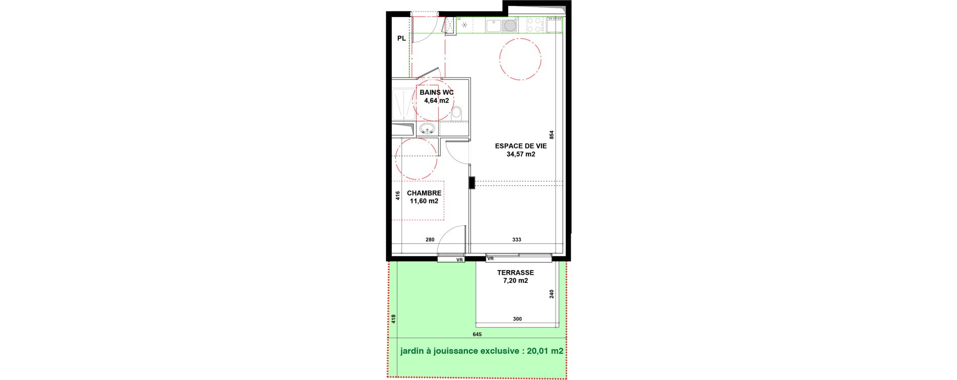 Appartement T2 de 50,81 m2 &agrave; Craponne Centre