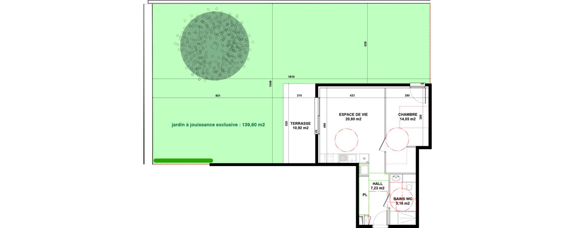 Appartement T2 de 47,24 m2 &agrave; Craponne Centre