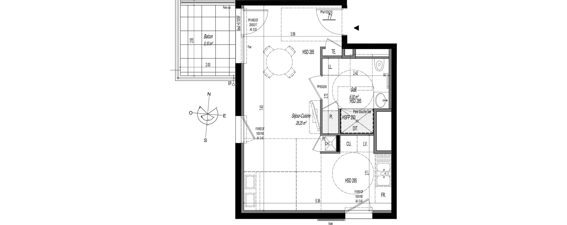 Appartement T1 de 34,25 m2 &agrave; Craponne Centre