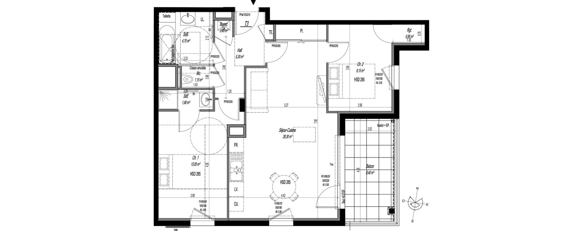 Appartement T3 de 64,90 m2 &agrave; Craponne Centre
