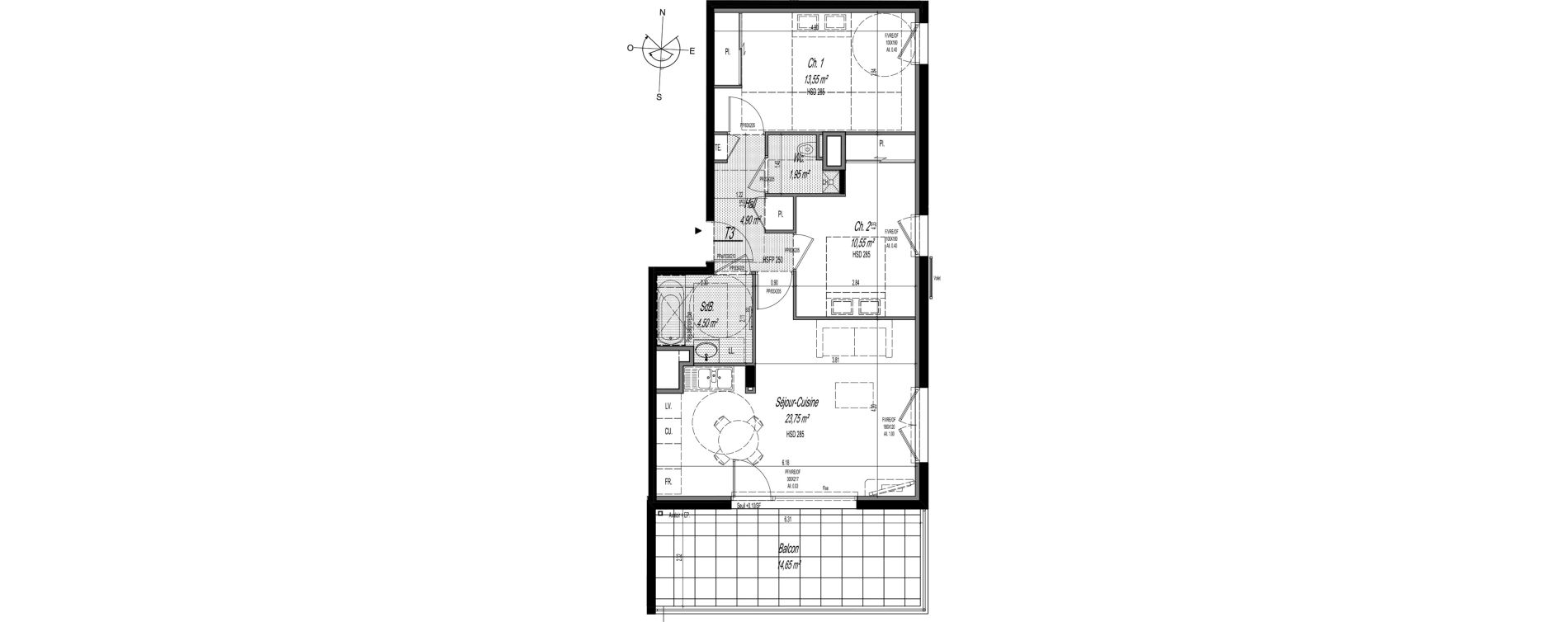Appartement T3 de 59,20 m2 &agrave; Craponne Centre