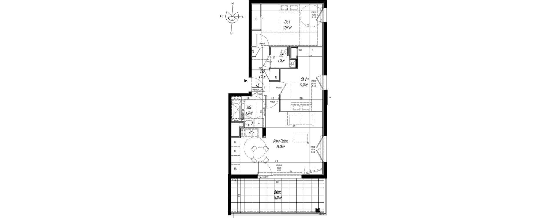 Appartement T3 de 59,20 m2 &agrave; Craponne Centre