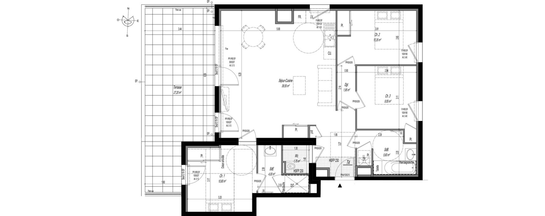 Appartement T4 de 83,55 m2 &agrave; Craponne Centre