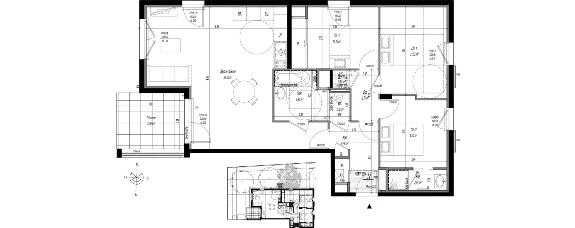 Appartement T4 de 82,35 m2 &agrave; Craponne Centre