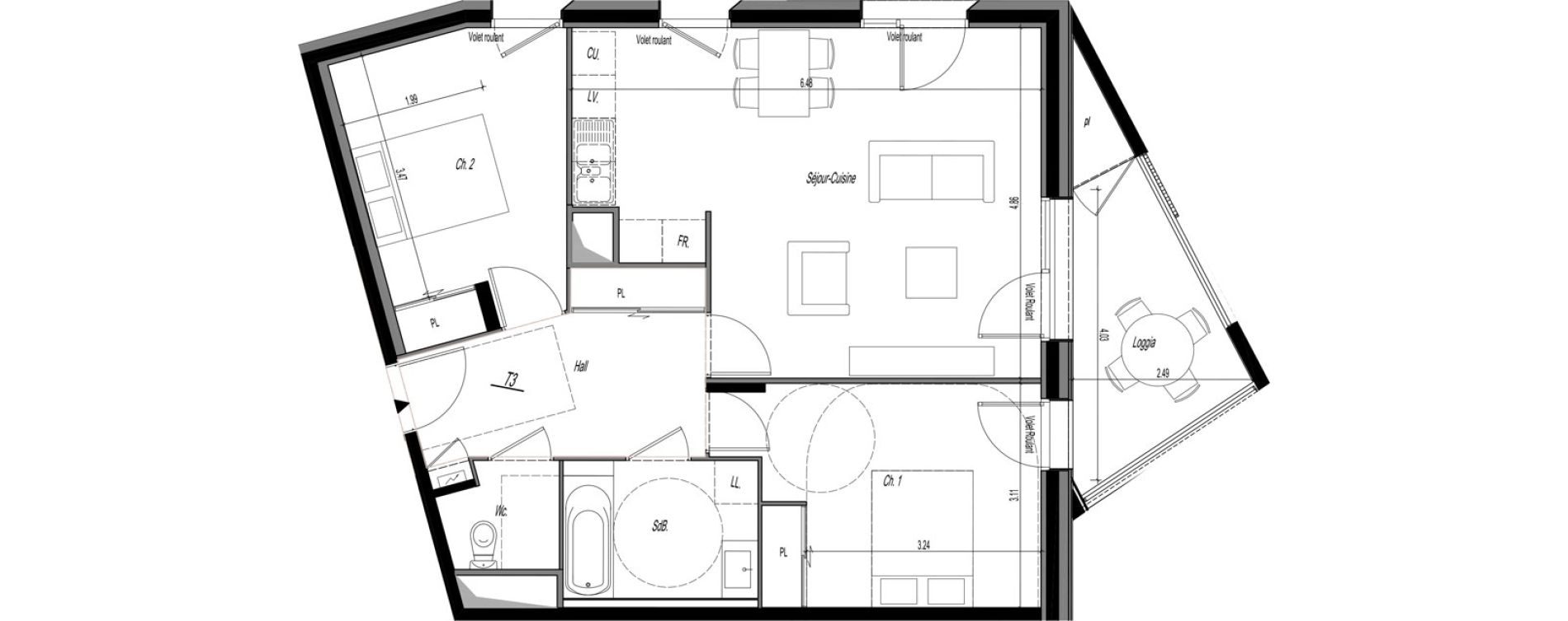 Appartement T3 de 67,95 m2 &agrave; Dardilly Centre