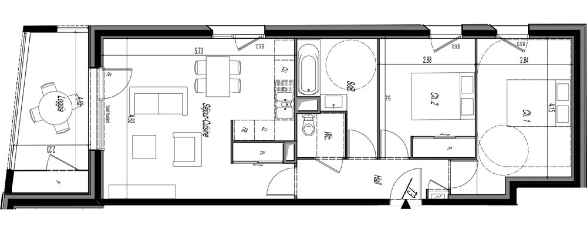 Appartement T3 de 64,00 m2 &agrave; Dardilly Centre