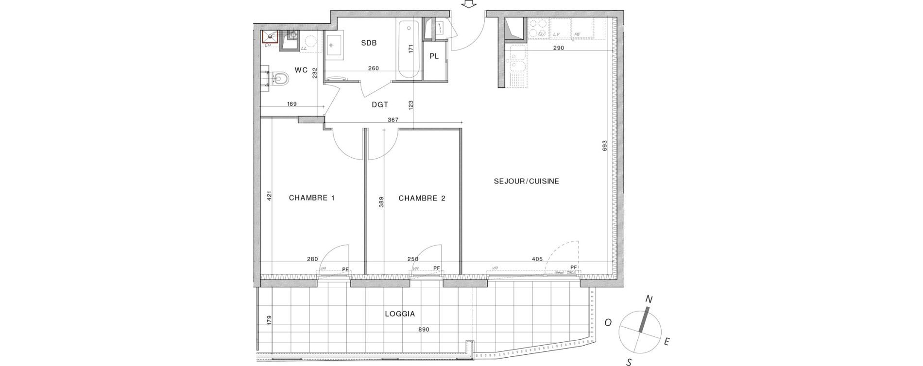 Appartement T3 de 62,05 m2 &agrave; Dardilly Centre