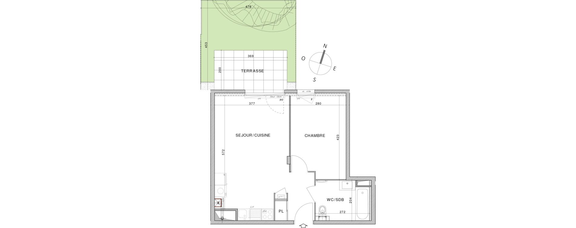 Appartement T2 de 42,40 m2 &agrave; Dardilly Centre