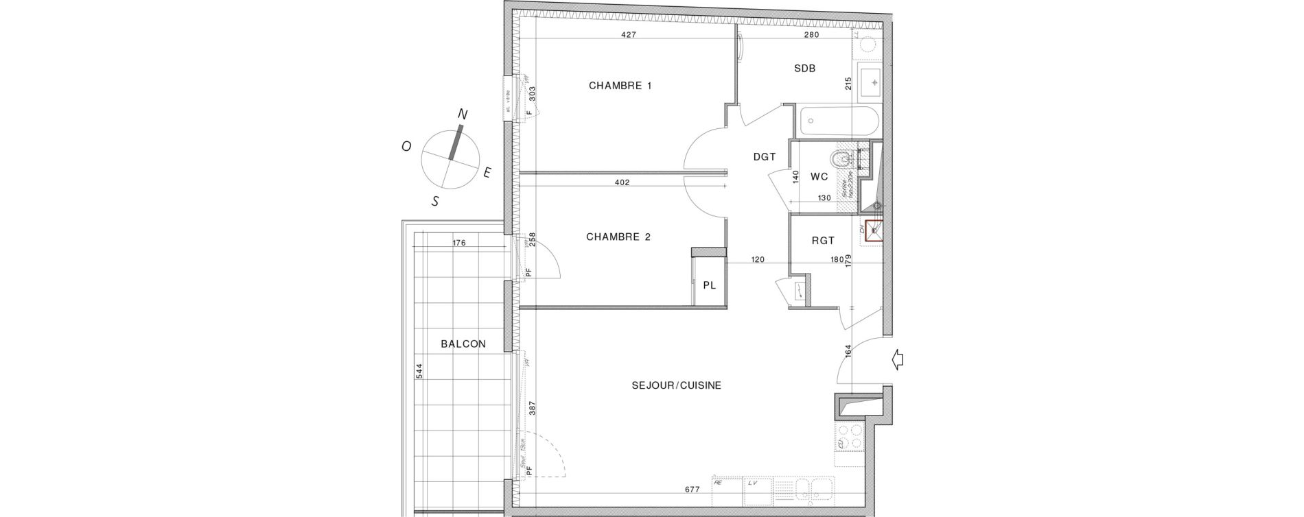 Appartement T3 de 64,05 m2 &agrave; Dardilly Centre