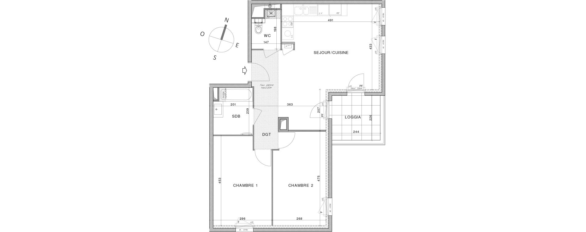 Appartement T3 de 64,42 m2 &agrave; Dardilly Centre