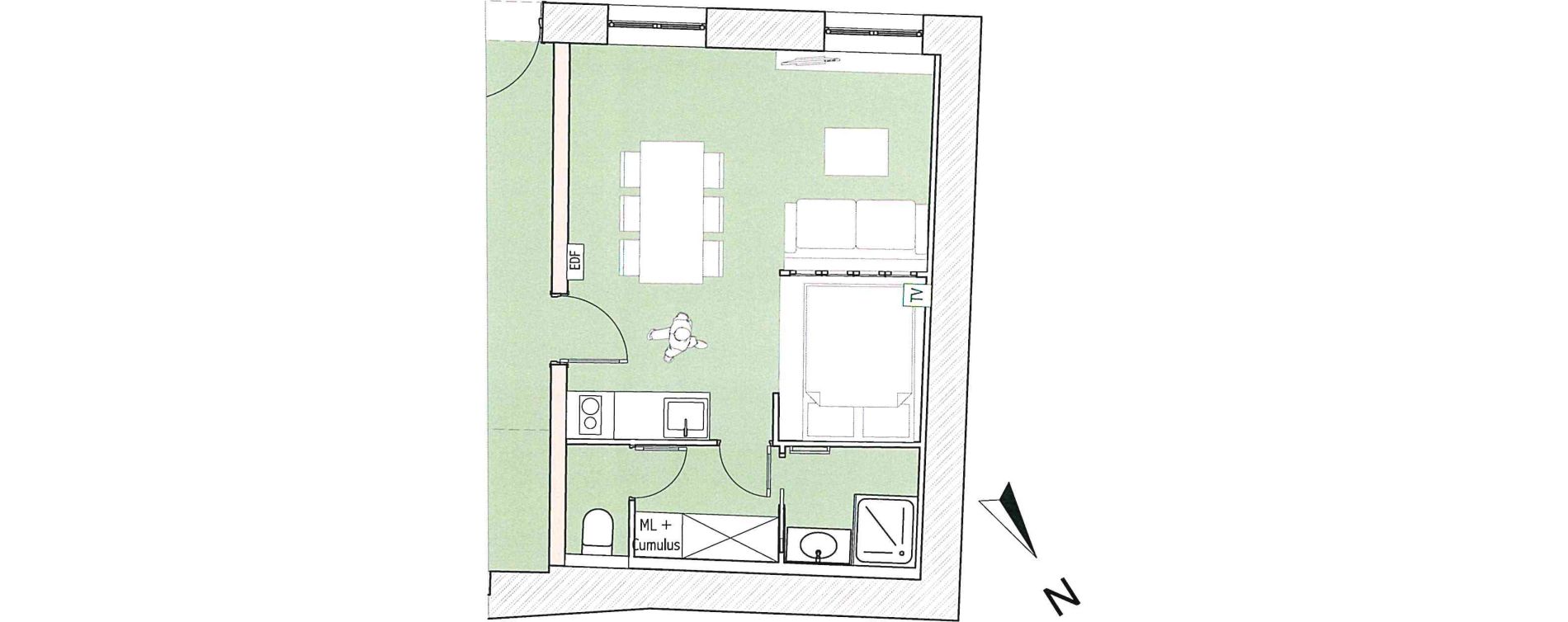 Appartement T1 bis de 28,68 m2 à Dardilly Centre