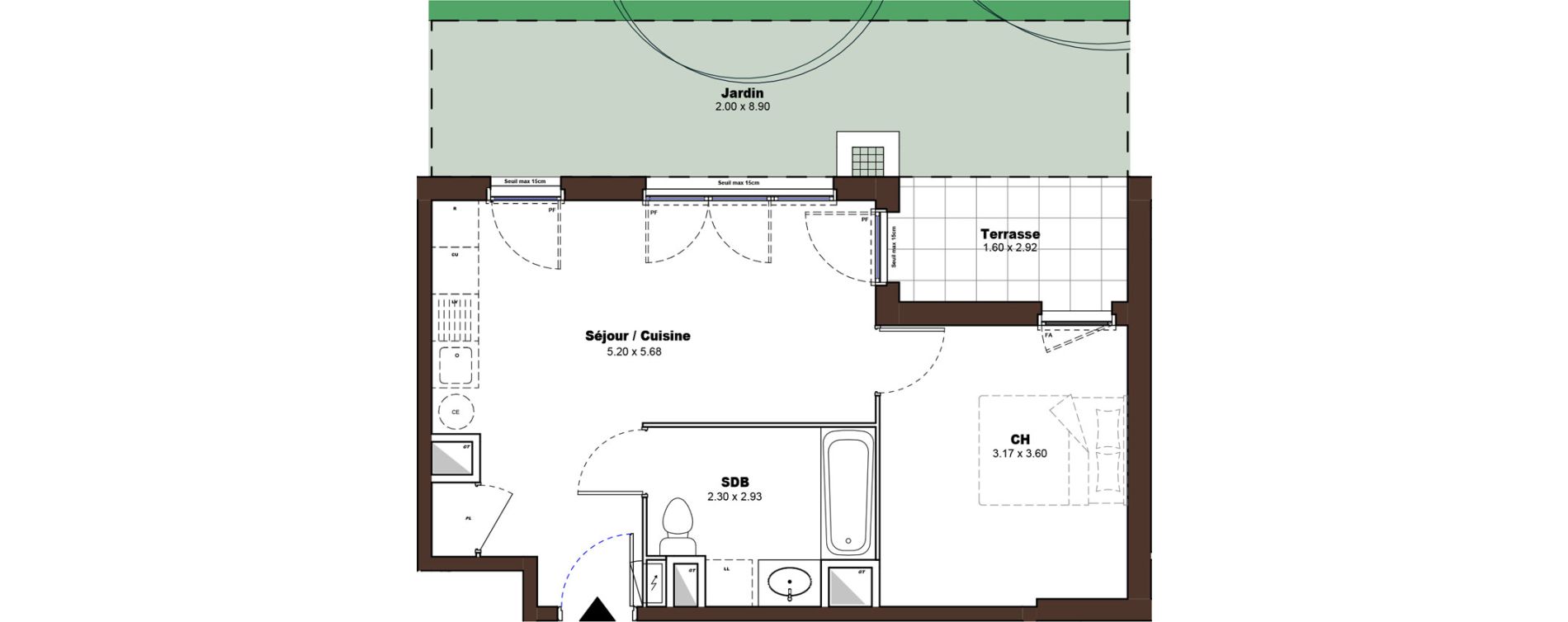 Appartement T2 de 38,40 m2 &agrave; D&eacute;cines-Charpieu Centre