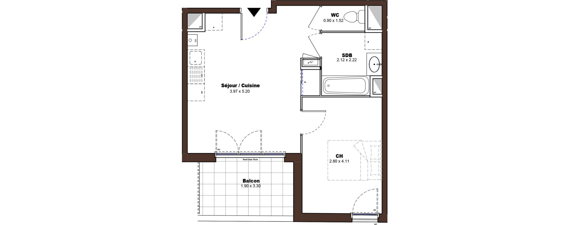 Appartement T2 de 38,50 m2 &agrave; D&eacute;cines-Charpieu Centre