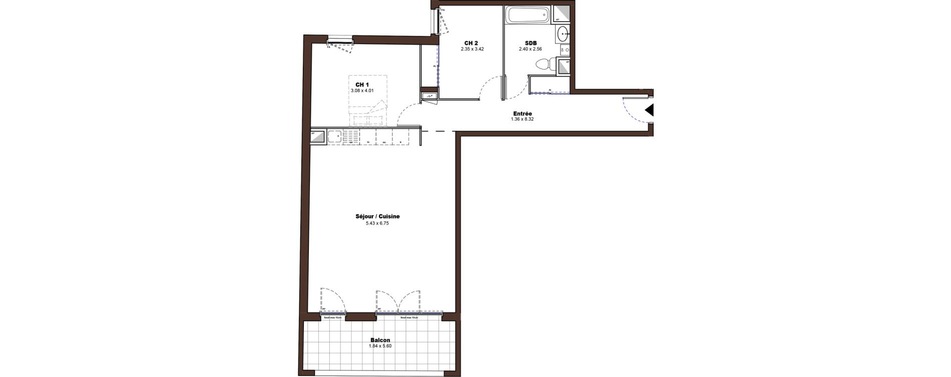 Appartement T3 de 74,41 m2 &agrave; D&eacute;cines-Charpieu Centre