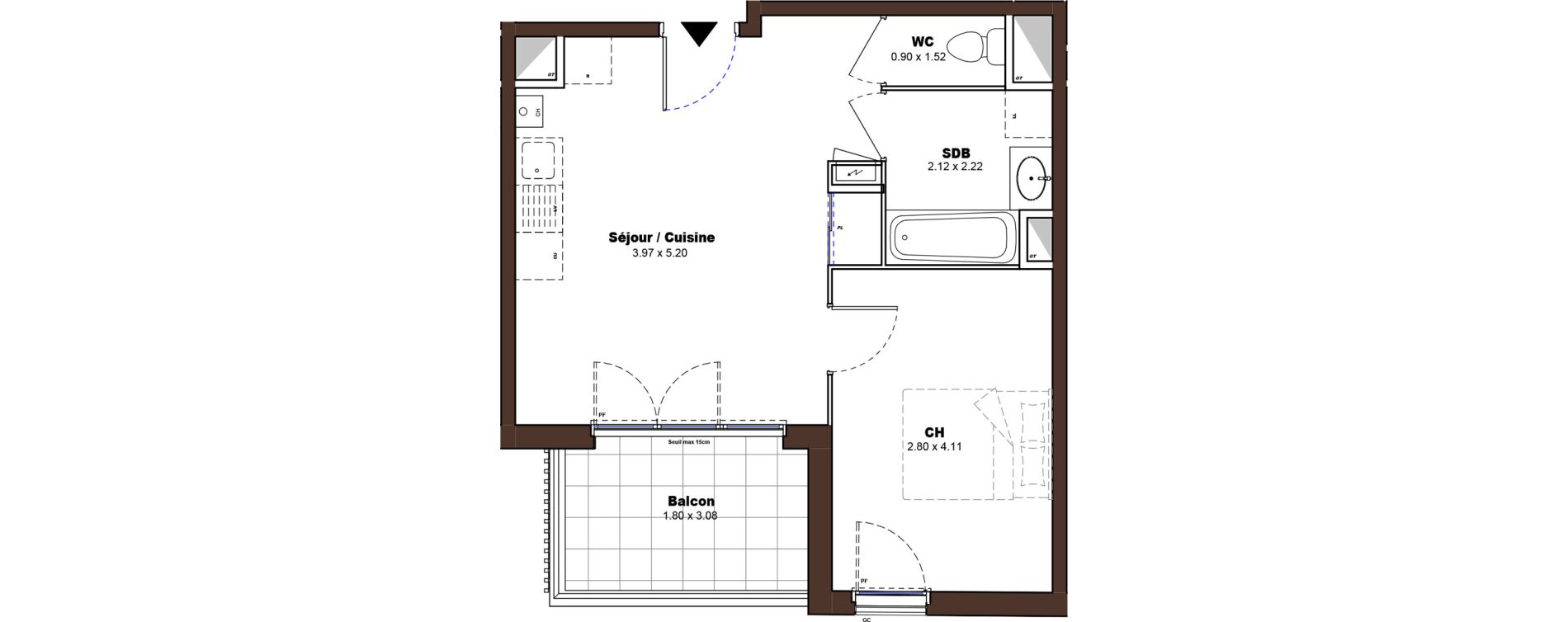 Appartement T2 de 38,50 m2 &agrave; D&eacute;cines-Charpieu Centre