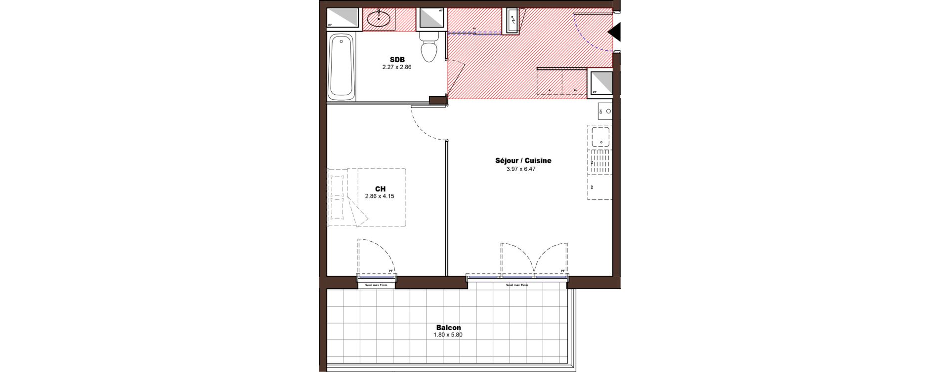 Appartement T2 de 42,33 m2 &agrave; D&eacute;cines-Charpieu Centre