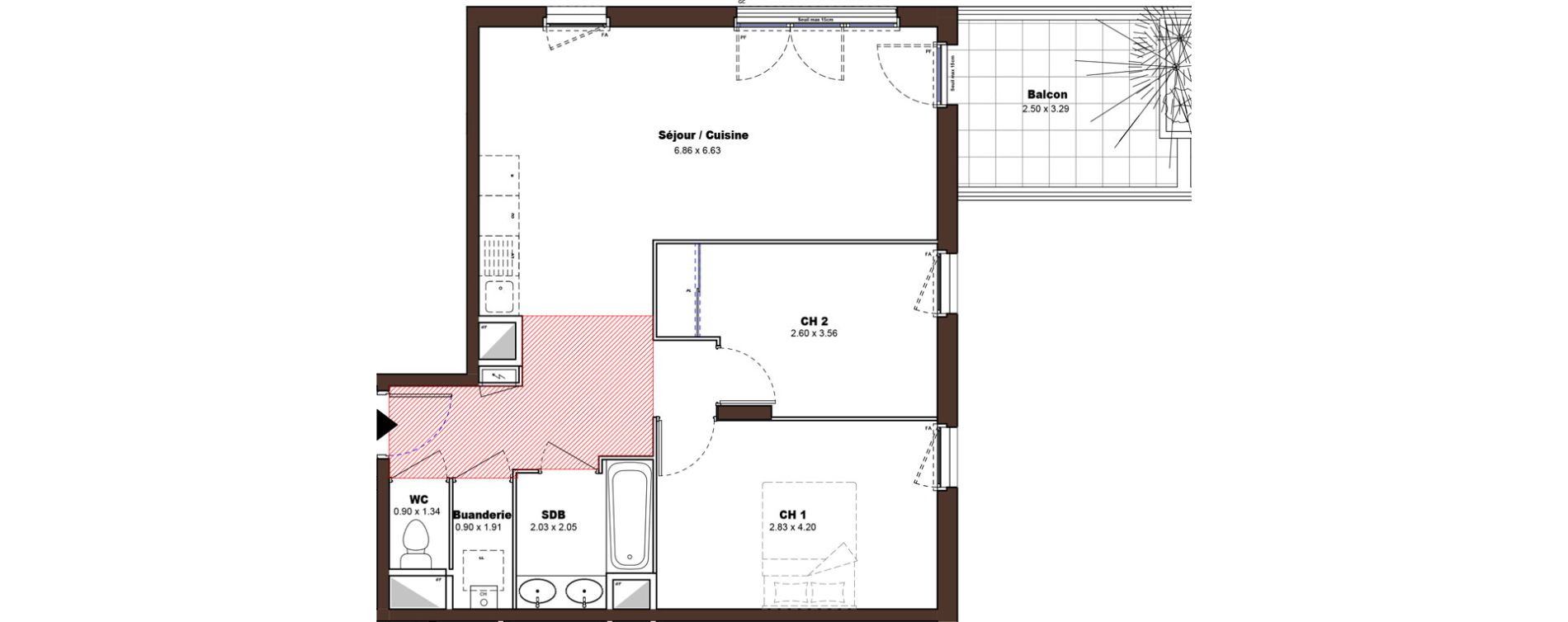 Appartement T3 de 61,41 m2 &agrave; D&eacute;cines-Charpieu Centre