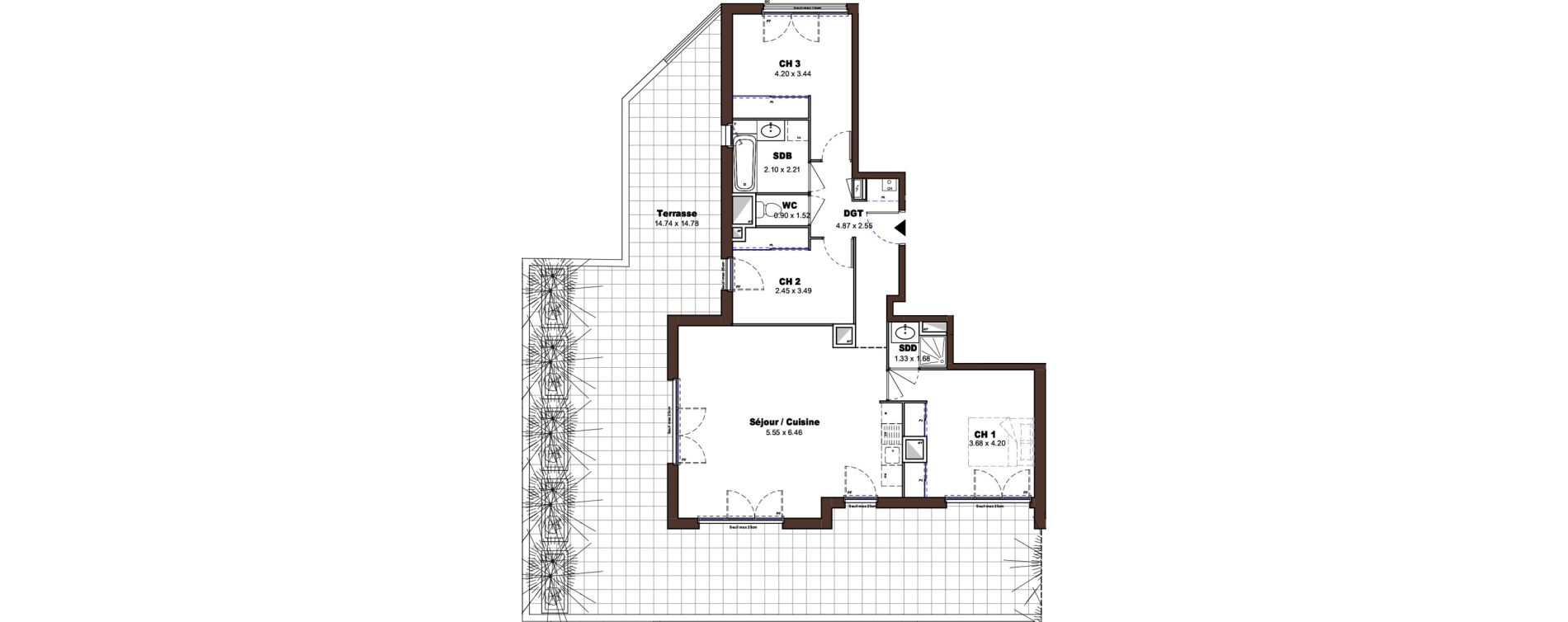 Appartement T4 de 82,87 m2 &agrave; D&eacute;cines-Charpieu Centre