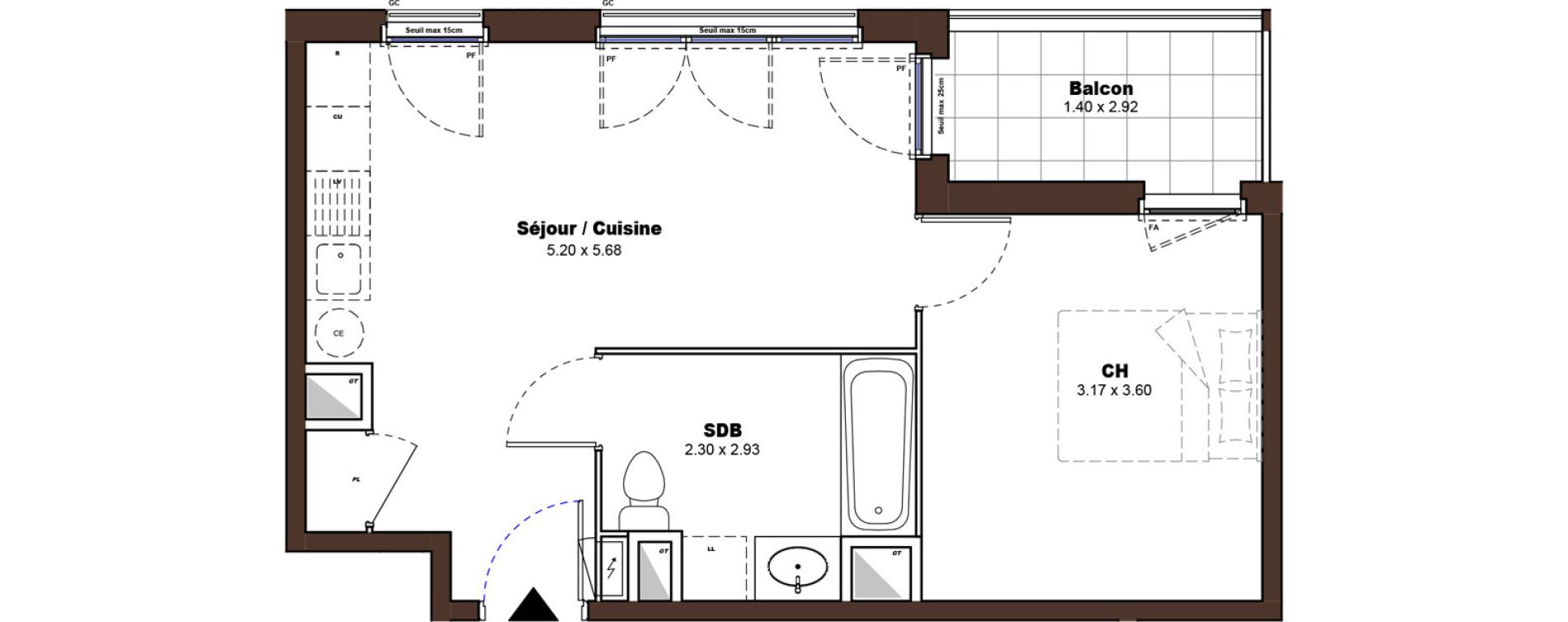 Appartement T2 de 38,53 m2 &agrave; D&eacute;cines-Charpieu Centre