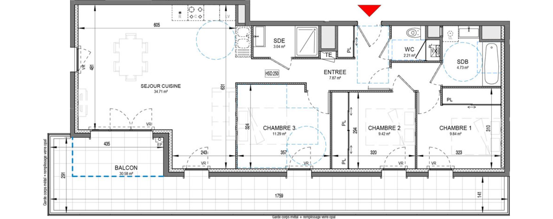 Appartement T4 de 85,13 m2 &agrave; D&eacute;cines-Charpieu Centre