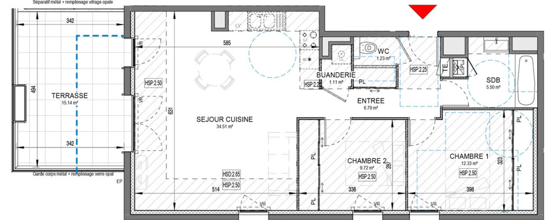Appartement T3 de 71,19 m2 &agrave; D&eacute;cines-Charpieu Centre