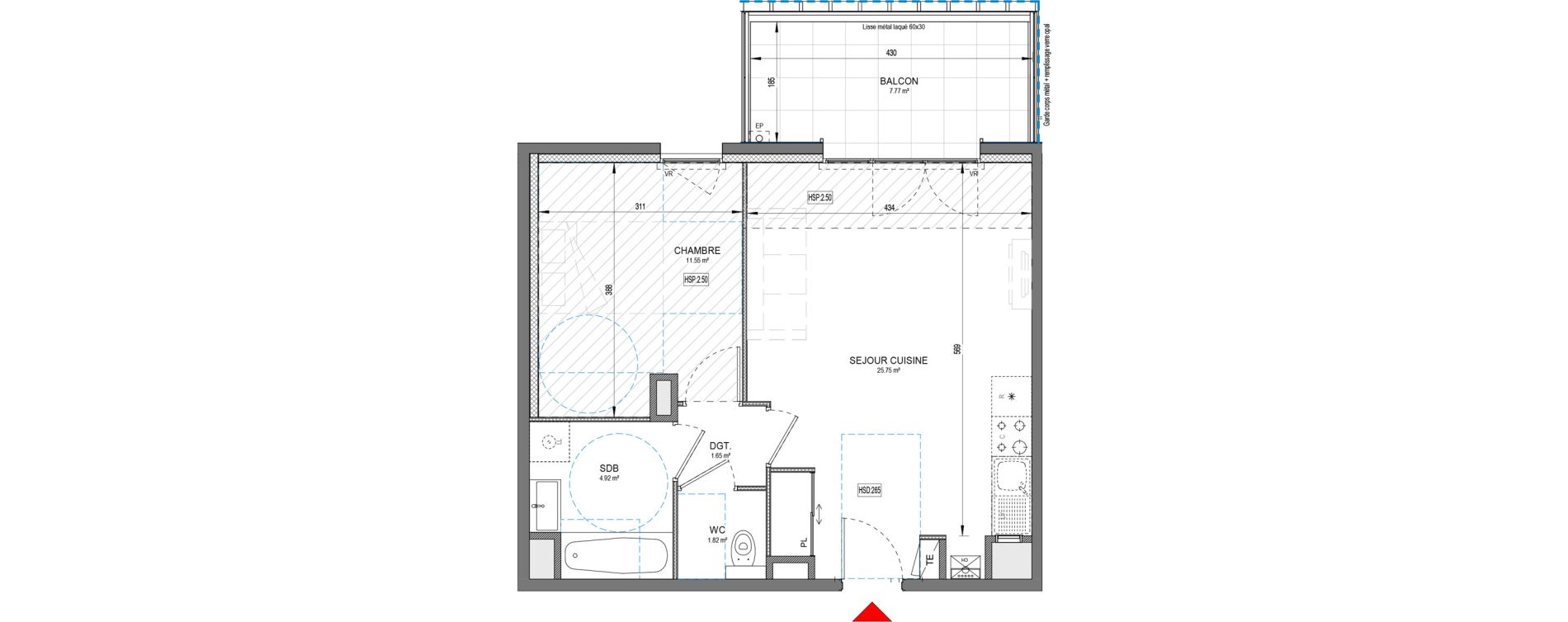 Appartement T2 de 45,69 m2 &agrave; D&eacute;cines-Charpieu Centre