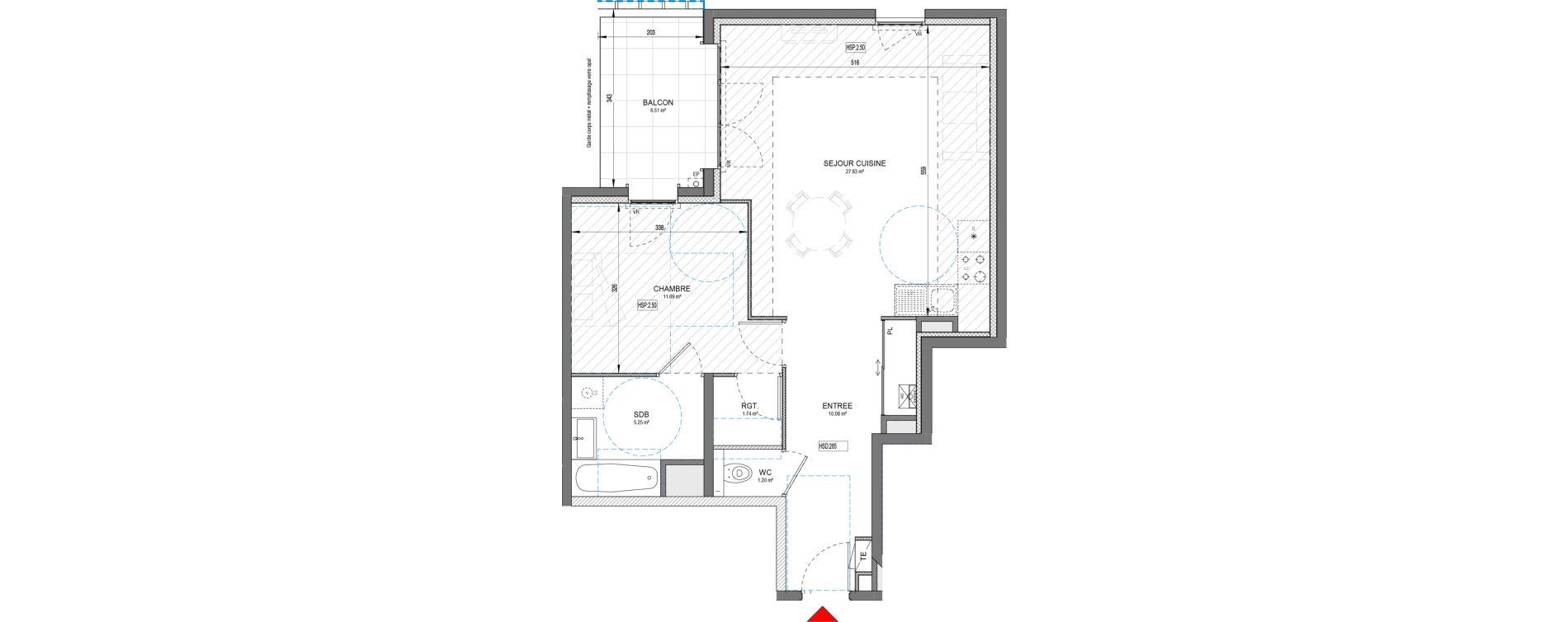 Appartement T2 de 57,79 m2 &agrave; D&eacute;cines-Charpieu Centre