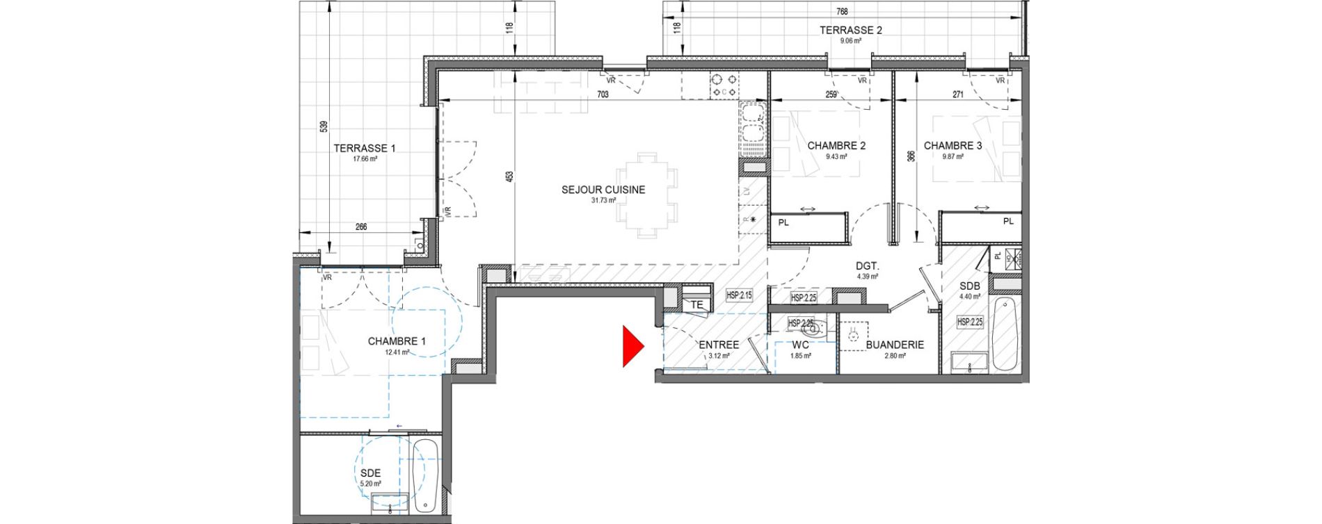 Appartement T4 de 85,20 m2 &agrave; D&eacute;cines-Charpieu Centre