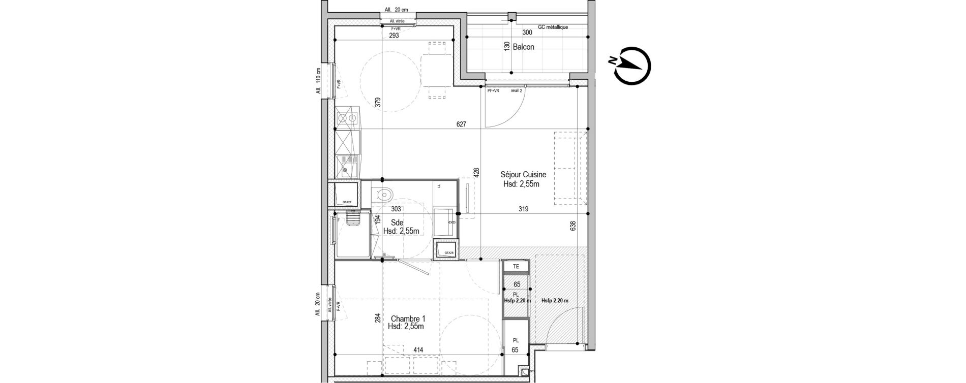 Appartement T2 meubl&eacute; de 46,46 m2 &agrave; D&eacute;cines-Charpieu Centre