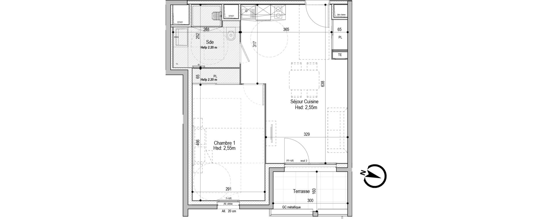 Appartement T2 meubl&eacute; de 43,94 m2 &agrave; D&eacute;cines-Charpieu Centre