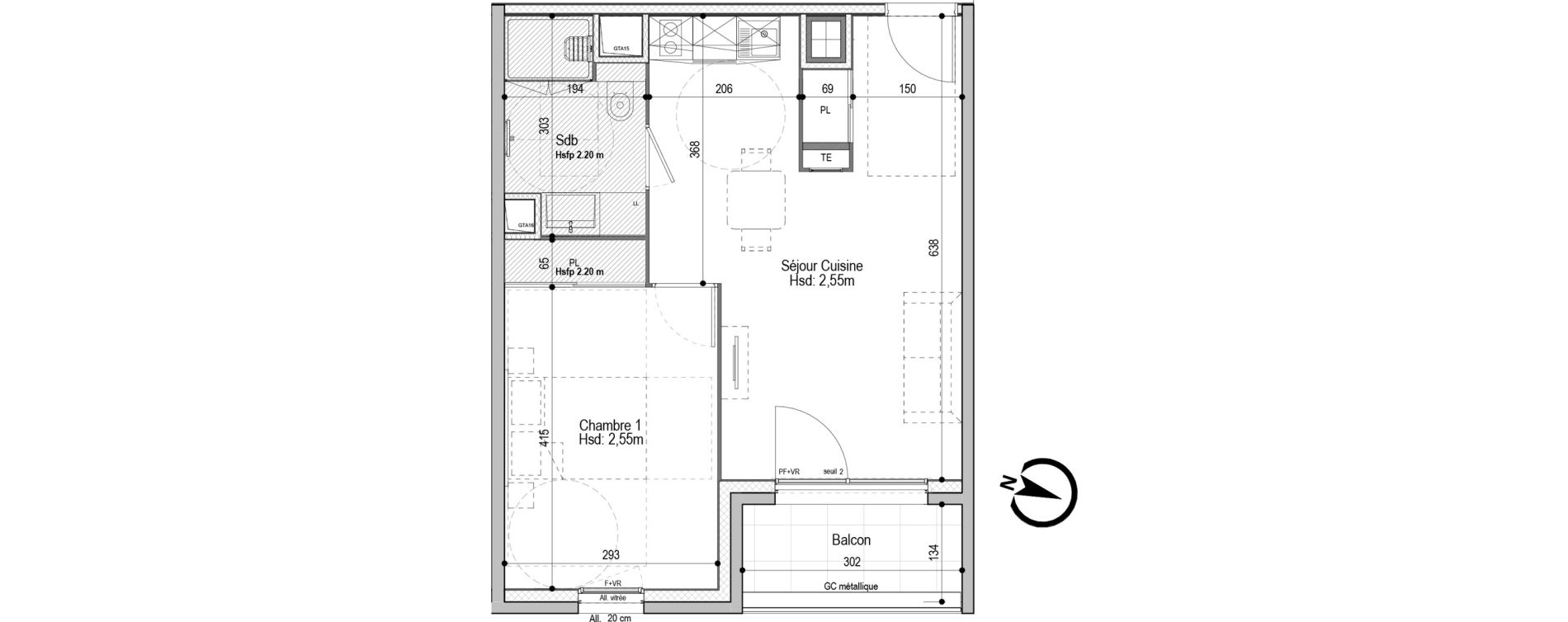 Appartement T2 meubl&eacute; de 42,37 m2 &agrave; D&eacute;cines-Charpieu Centre