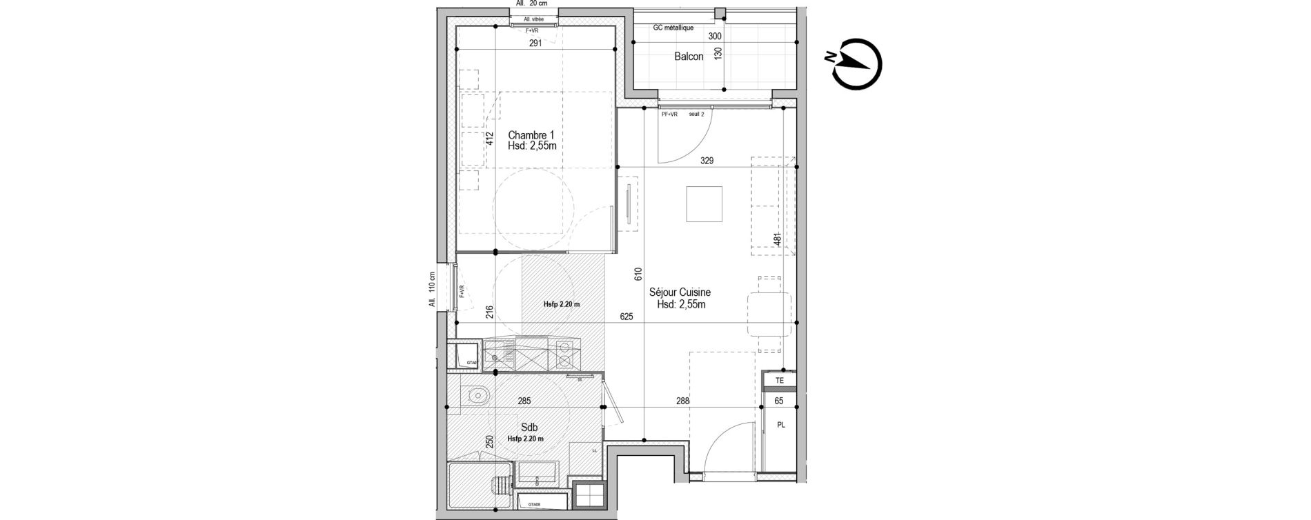 Appartement T2 meubl&eacute; de 45,64 m2 &agrave; D&eacute;cines-Charpieu Centre