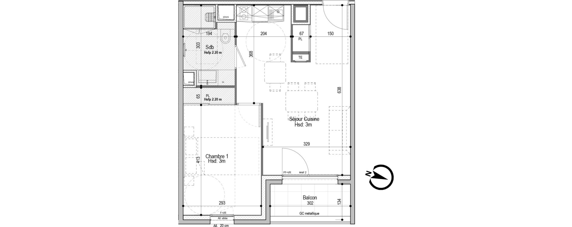 Appartement T2 meubl&eacute; de 42,16 m2 &agrave; D&eacute;cines-Charpieu Centre