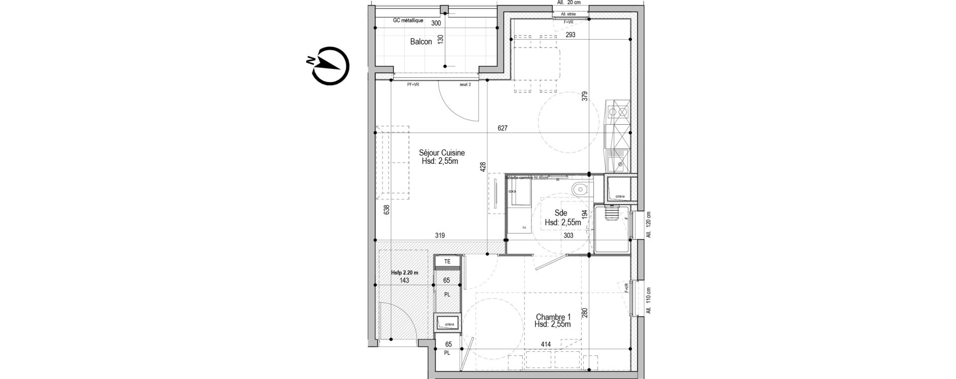 Appartement T2 meubl&eacute; de 46,55 m2 &agrave; D&eacute;cines-Charpieu Centre